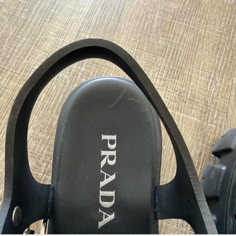 100% Authentic PRADA Monolith Rubber Sandals Size 41 US 10 Black - Picture 7 of 8